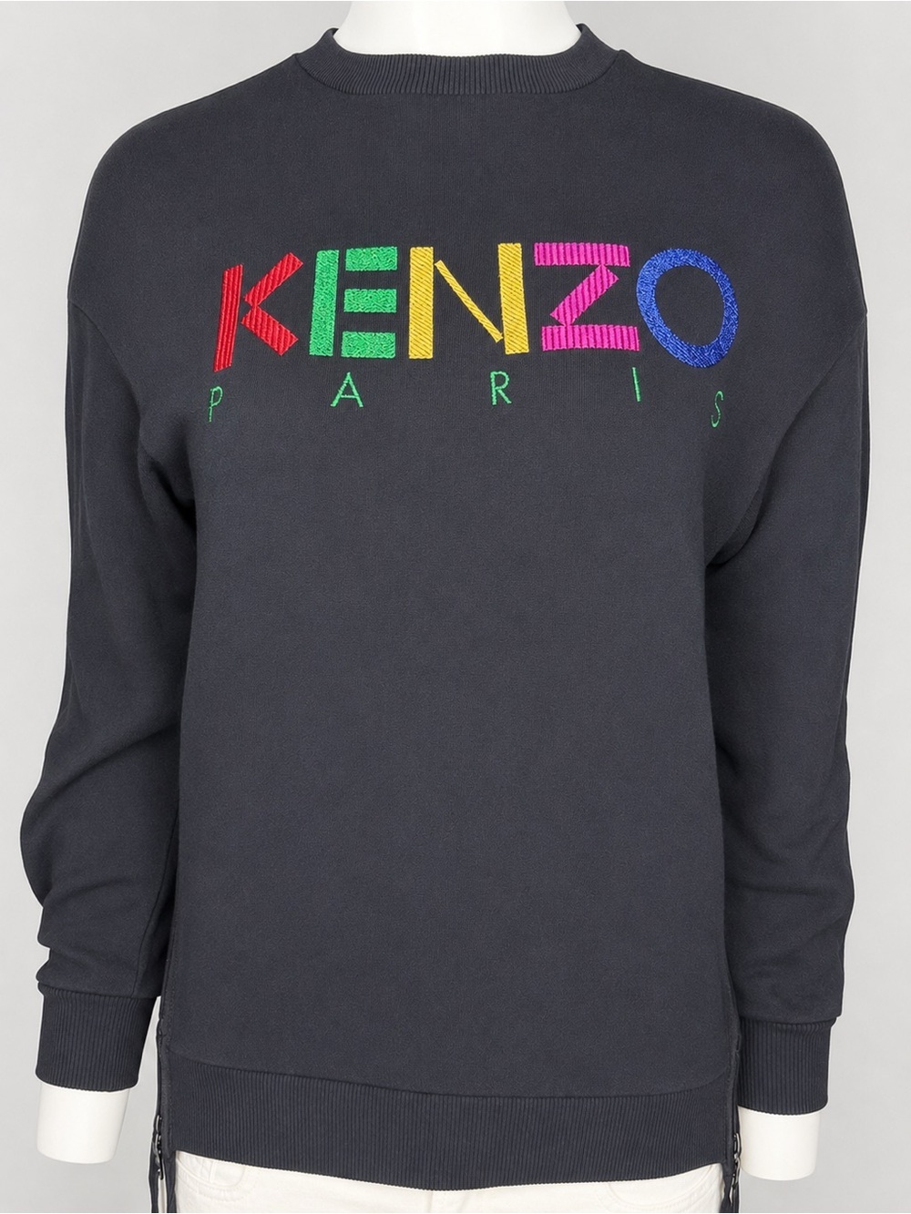 Kenzo Black Sweatshirt with Multicolor Embroidered Logo
